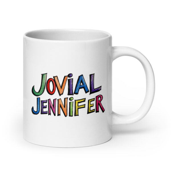 Jovial Jennifer – White glossy mug