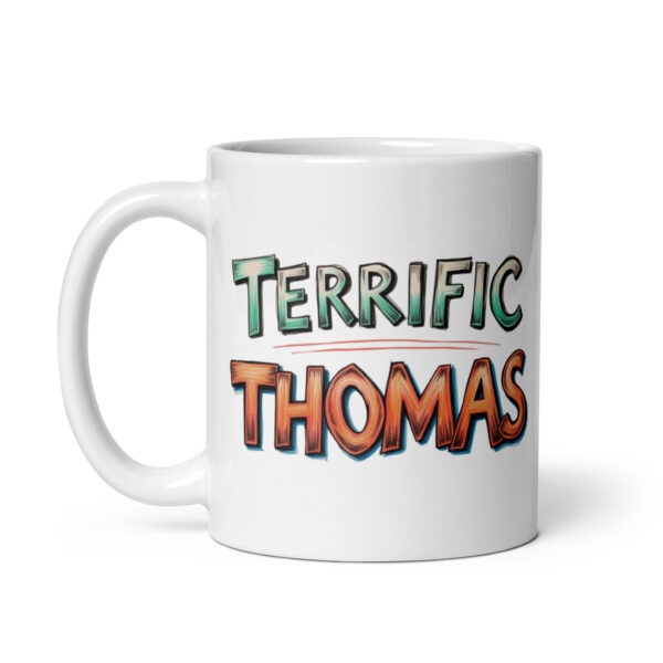 Terrific Thomas - White glossy mug - Image 2