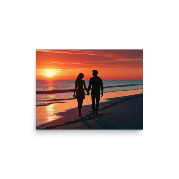 Silhouette couple on beach at sunset - Poster - Image 5
