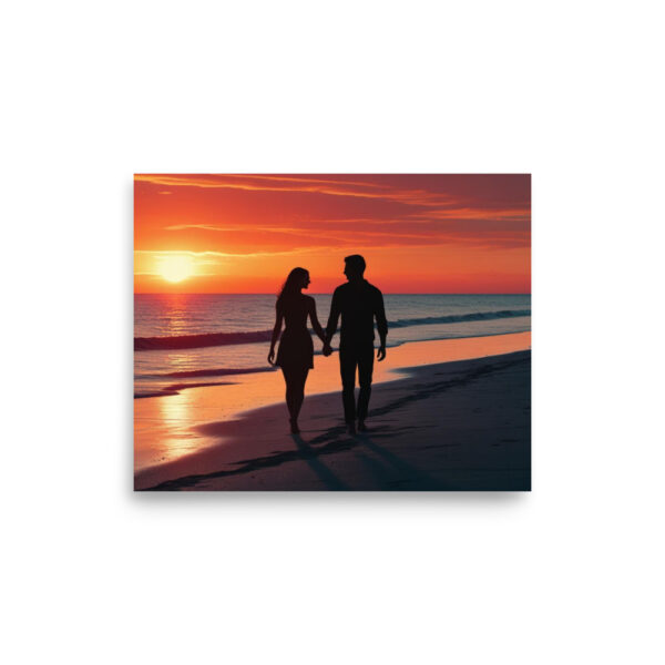Silhouette couple on beach at sunset - Poster - Image 13