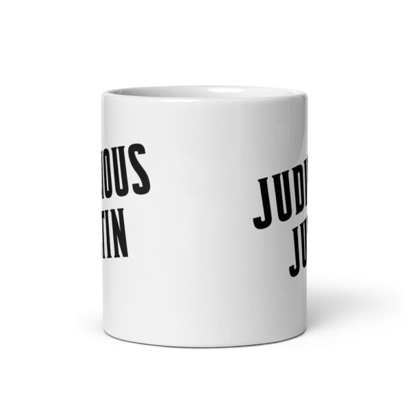 Judicious Justin - White glossy mug - Image 3