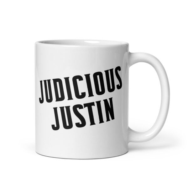 Judicious Justin – White glossy mug
