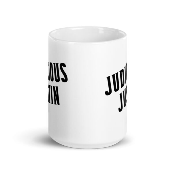 Judicious Justin - White glossy mug - Image 6