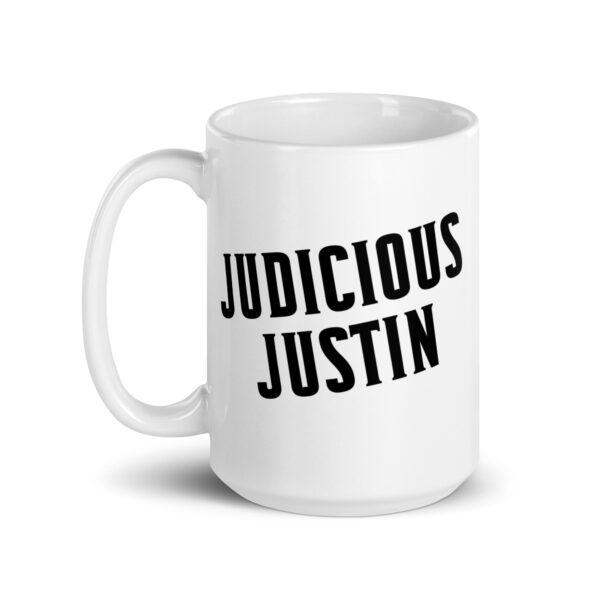 Judicious Justin - White glossy mug - Image 5
