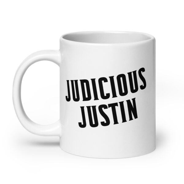 Judicious Justin - White glossy mug - Image 8