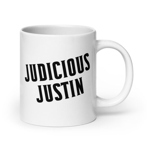 Judicious Justin - White glossy mug - Image 7