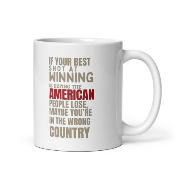 Maybe You're In The Wrong Country - White glossy mug